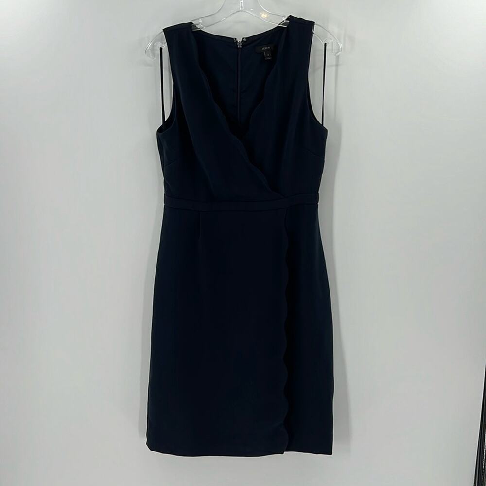 J. Crew Women's Faux Wrap Ribbed Scalloped Tank Top Dress - Navy - 6